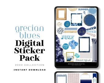 July Digital Planner Stickers: Summer Scrapbooking, GoodNotes iPad (Instant Download)