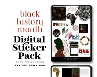 February Black History Digital Planner Stickers  | February 2023 | For Scrapbooking  | Instant Download | GoodNotes Stickers | iPad planning