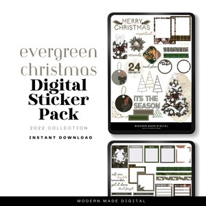 December groene kerst digitale planner stickers | Voor scrapbooking | Direct downloaden | GoodNotes-stickers | iPad-planning