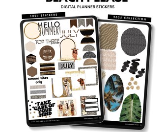 July 2025 Digital Planner stickers | Beach Please | Goodnotes Stickers | iPad planner | Instant Download | Summer 2025