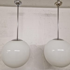 old ball lamp ceiling lamp original around 1950 opal glass chrome diameter 35 !!! cm / height 89 cm