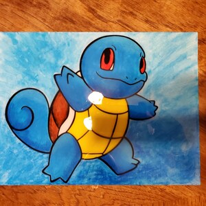 One-of-a-Kind Squirtle Artwork, Hand-Painted with Watercolors