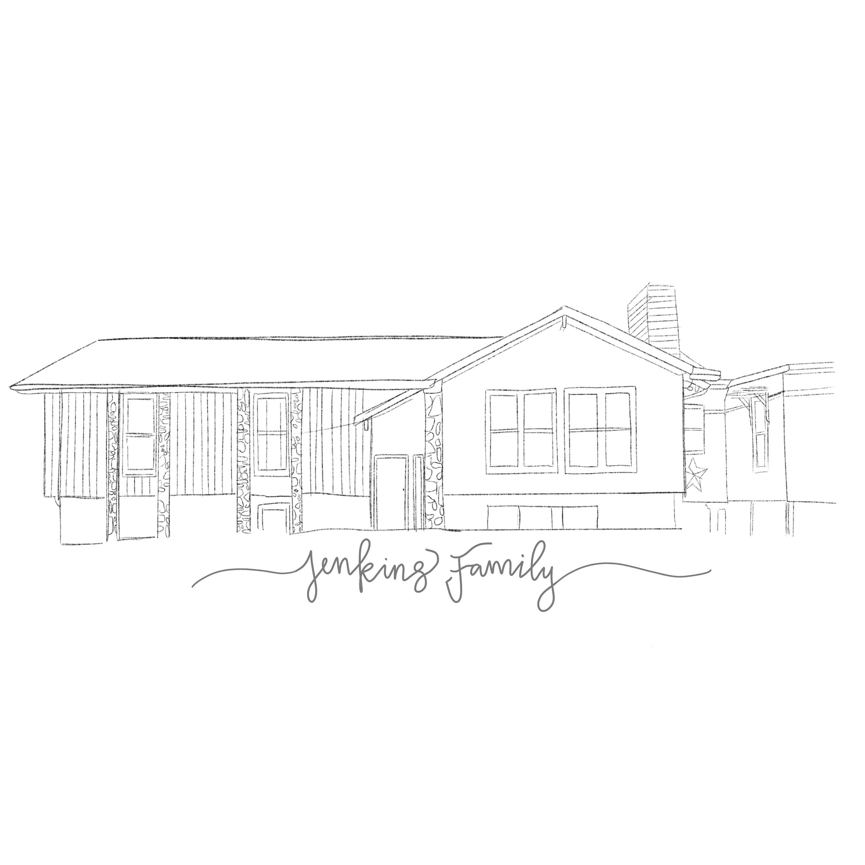 Customizable Minimalistic House Sketch Drawing DIGITAL Etsy