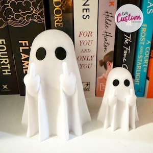 3D Printed Rude Ghost Statue – Middle Finger Up Ghost Ornament – Funny Shelf Decoration – Spooky Halloween Decor – Gag Gift