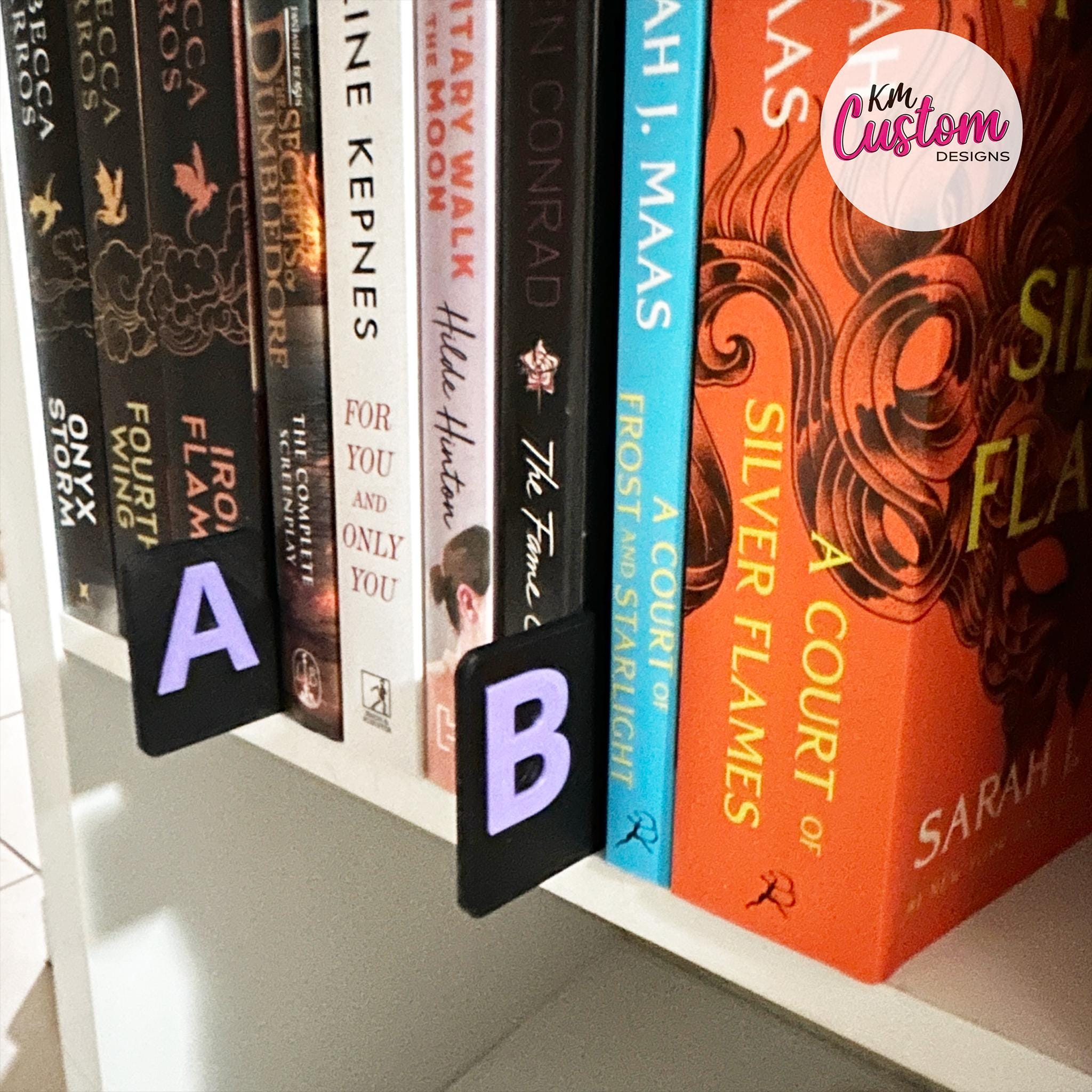 3D Printed Alphabet Bookshelf Divider Set – A to Z Book Organiser