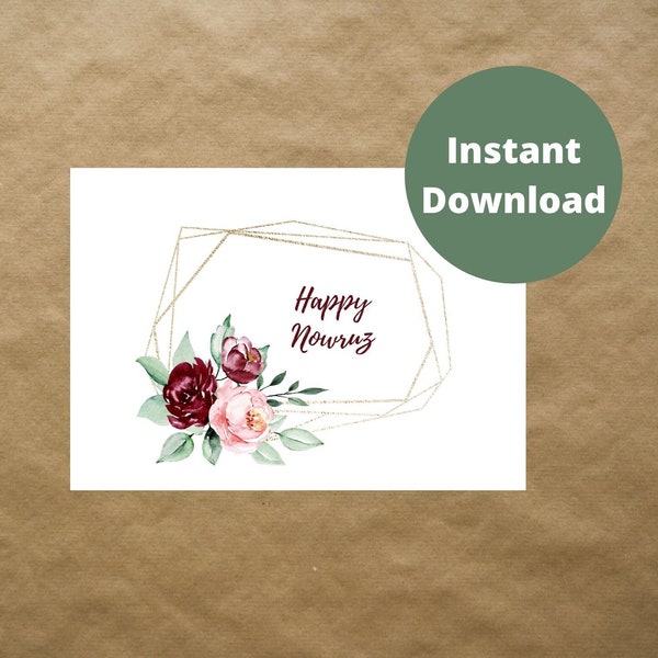 Happy Nowruz Card, Nowruz Mubarak, Persian New Year, Printable Greeting Card, Instant Download