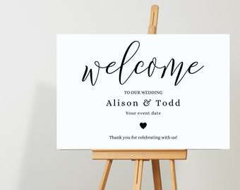 Signo de bienvenida de boda, archivo digital, bienvenida de boda, signo de boda personalizado, descarga digital, signo de paisaje