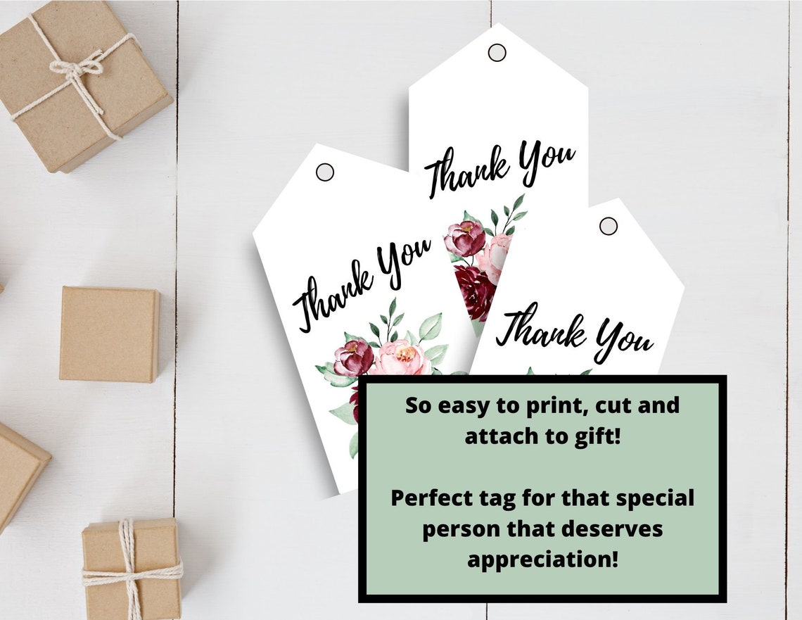 Thank You Gift Tags Instant Download Thank You Printable | Etsy