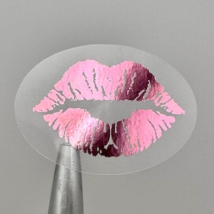 Metallic Foil Lips Sticker Kiss Sticker Valentine's Day Sticker Lips Decal Envelope Seal Invitation Sticker Foil Label Kissing Lips