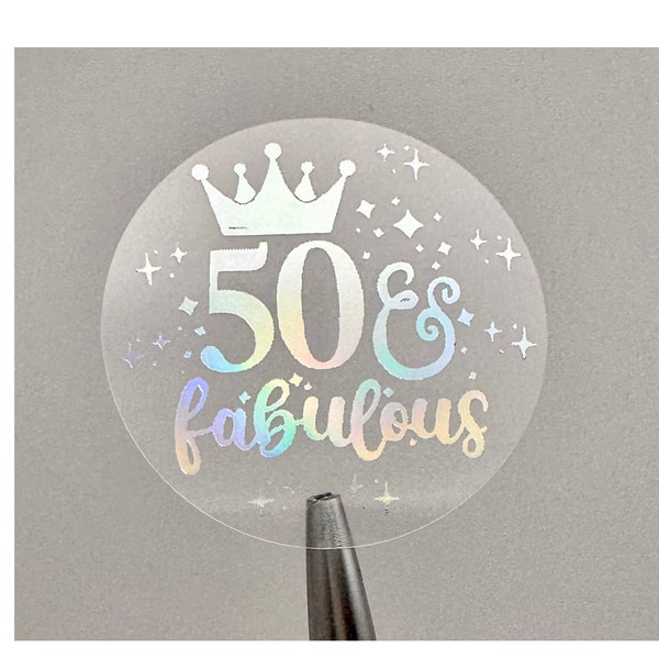 50 And Fabulous Sticker Metallic Foil Invitation Sticker 50th Birthday Sticker Birthday Party Sticker Envelope Seal