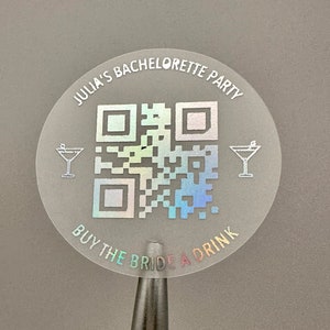 Buy the Bride a Drink QR code Sticker Full Sheet Metallic Foil Bachelorette Venmo Bridal Shower Stickers Venmo QR Code Bachelorette Sticker