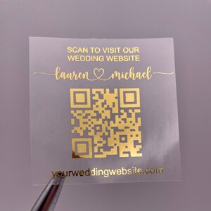 Foil Wedding Website QR Code Stickers Personalized Metallic Decals