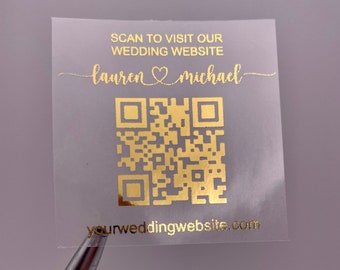 Clear Wedding Website QR Code Stickers Metallic Foil Custom QR Code Website Sticker Wedding Invitation Sticker Website Label