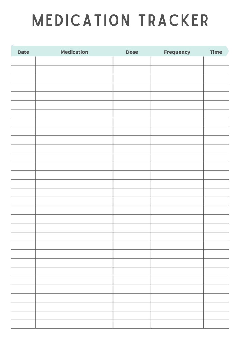 Medication Tracker Printable Prescription Tracker Medicine Etsy