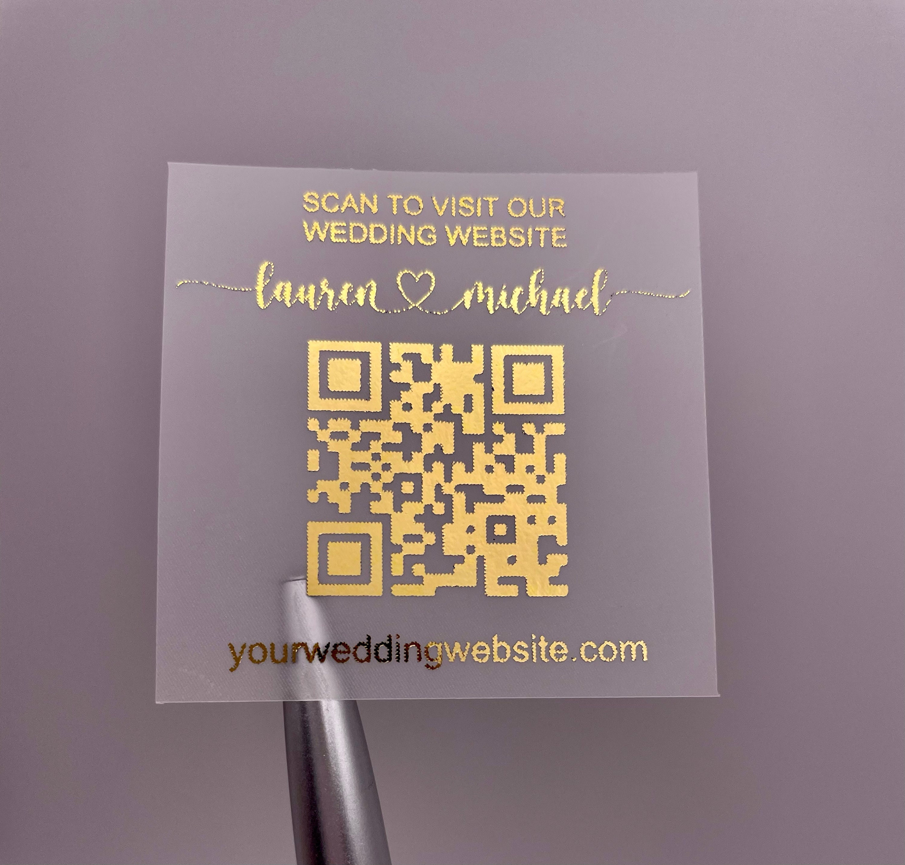 QR Code Wedding Website Cards Gold Foiled Wedding Website 