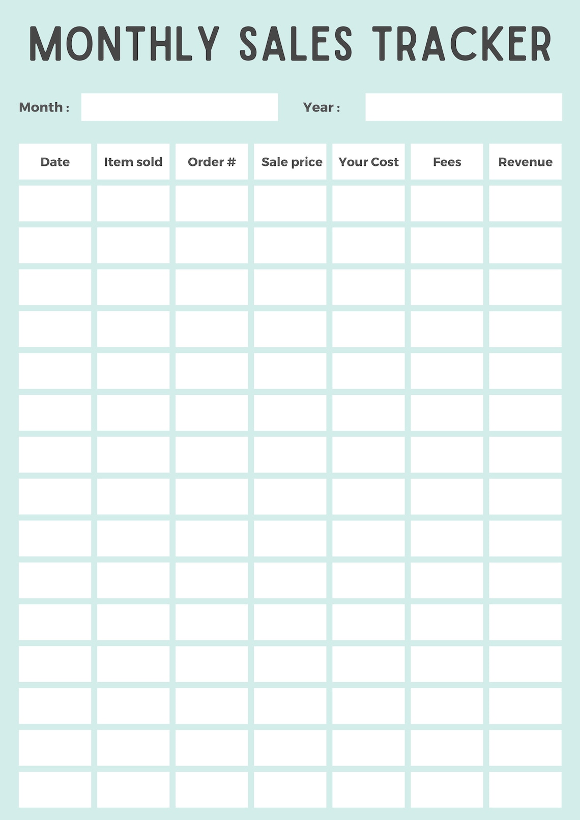 Monthly Sales Tracker Template