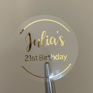 Personalized Round Foil Sticker Full Sheet Metallic Foil Labels Birthday Stickers Gold Foiled Stickers Custom Stickers Party Sticker