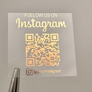 Follow Us On Instagram QR Code Sticker Metallic Foil Full Sheet Social Media Sticker Small Business QR Code Instagram Sticker Custom QR Code