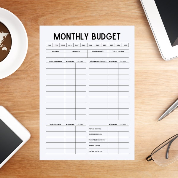 Monthly Budget Sheet Printable, A4 Budget Printable, Spending Tracker Printable, Monthly Budget Tracker