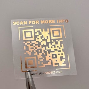 Personalized Scan for More Info QR Code Sticker Metallic