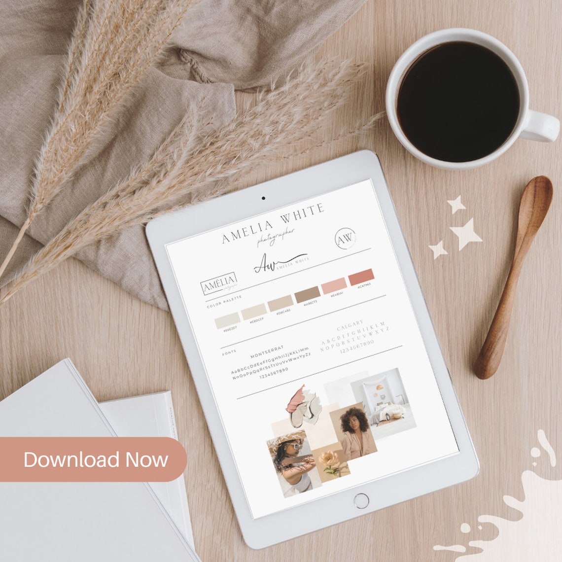 Brand Kit Template | Mini Brand Board Template | Premade Neutral ...
