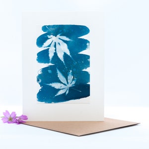 Handgemaakte originele cyanotype print blanco wenskaart
