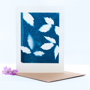 Handgemaakte originele cyanotype print blanco wenskaart
