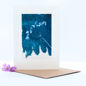 Handmade original cyanotype print blank greetings card