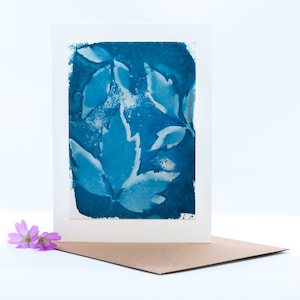 Handgemaakte originele cyanotype print blanco wenskaart