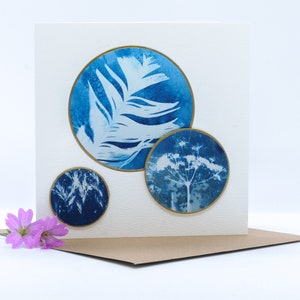 Handgemaakte originele cyanotype print blanco wenskaart