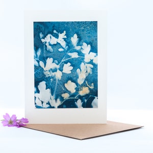 Handgemaakte originele cyanotype print blanco wenskaart