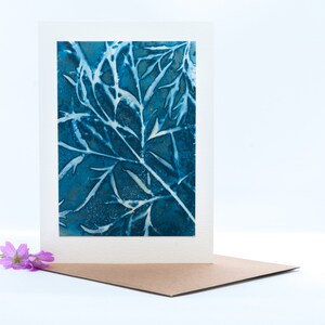 Handgemaakte originele cyanotype print blanco wenskaart