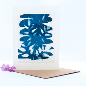 Handgemaakte originele cyanotype print blanco wenskaart