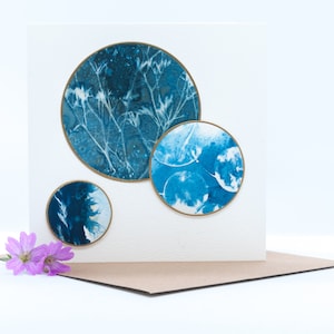 Handgemaakte originele cyanotype blanco wenskaart