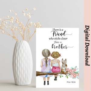 Proverbs 18:24, There Is A Friend That Sticks Closer 5X7 Folded Card and Postcard, Digital Download