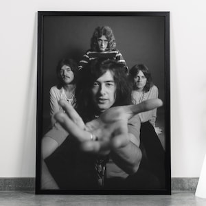 Led Zeppelin Black & White Poster, Vintage Rock Wall Art Print, 6K+ High-Resolution, Band Music Decor, Gift for Rock Fans, Digital Download