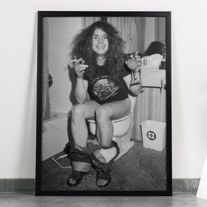 Ozzy Osbourne Funny Poster Iconic Toilet Photo, Upscale 6K+, Vintage Rock Wall Art, RIP 2025, Black & White Sabbath Decor, Digital Download