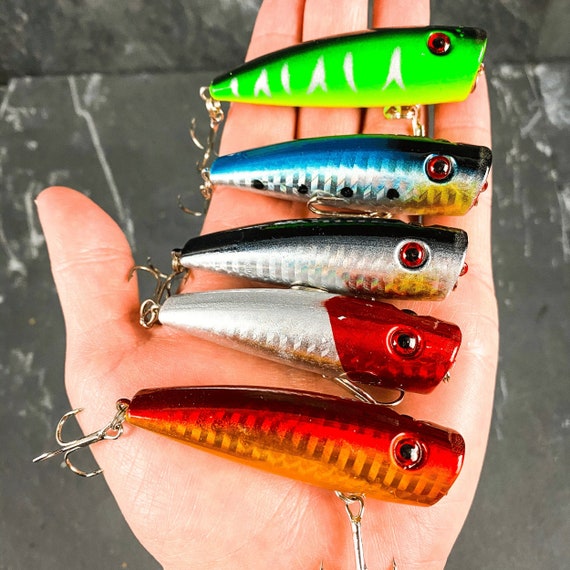 Topwater Popper Large Crankbait Floating Minnow Set 5 Fishing Lure