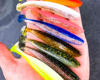 Soft Swimbait Glitter Soft Body Fishing Lures (10) - Fishing Lures - Bass, Crappie, Striper - Freshwater - Gifts for Him - Gifts for Dad