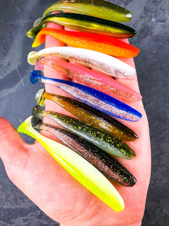 Soft Swimbait Glitter Soft Body Fishing Lures 10 Fishing Lures Bass,  Crappie, Striper Freshwater Gifts for Him Gifts for Dad 