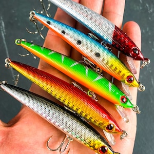 Lipless Fin Diving Minnow Fishing Lure Set 7 Fishing Lures Bass, Crappie, Striper  Freshwater Gifts for Him Gifts for Dad 