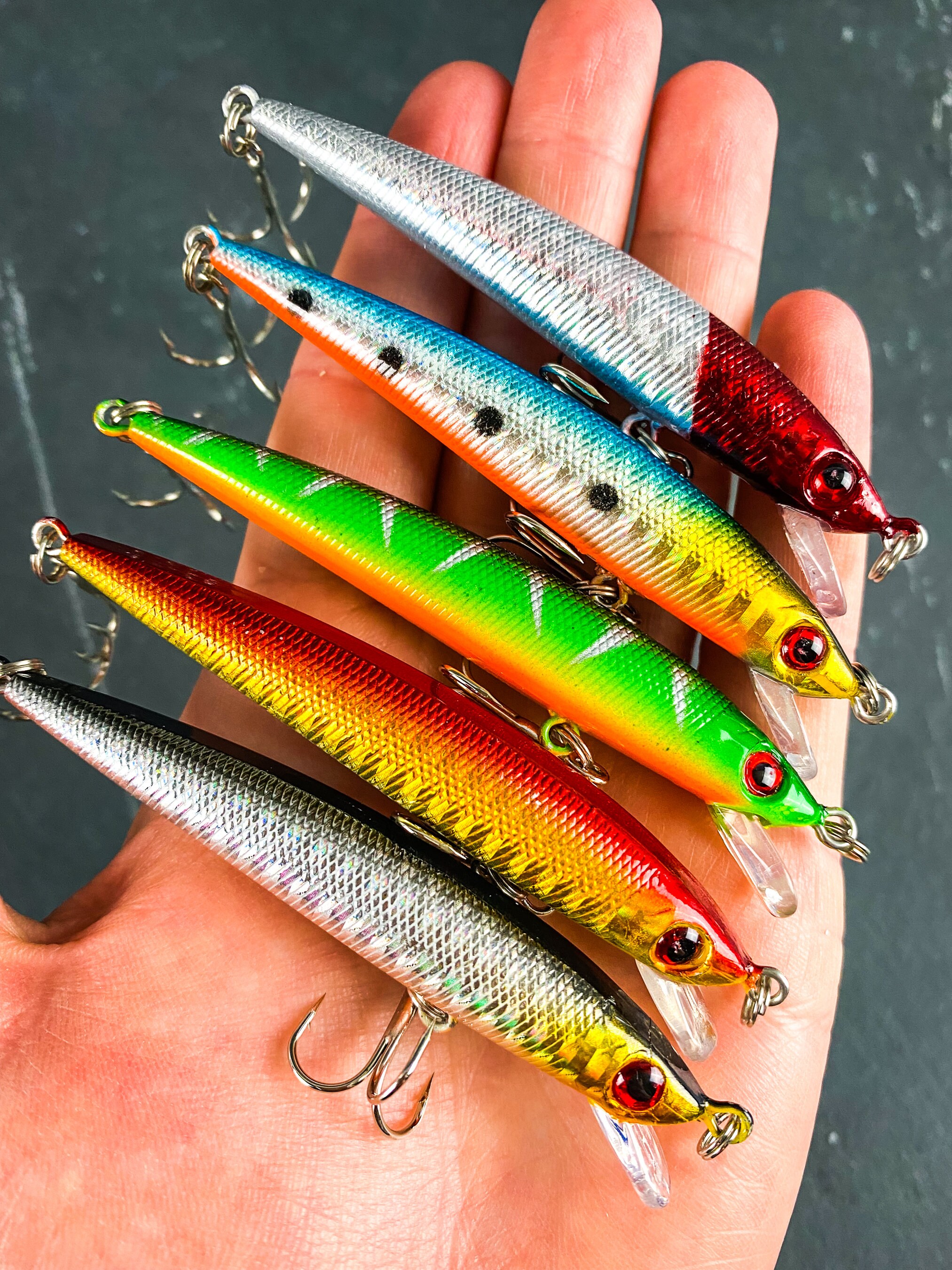 Rattling Skinny Long Sinking Crankbait Fishing Lure Set 5pcs