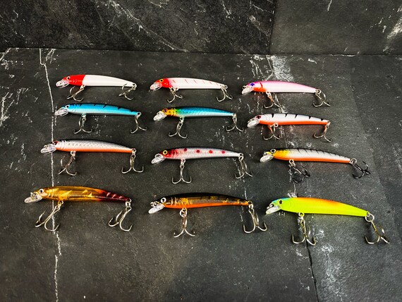 Skinny Long Crankbait Sinking Minnow Set (12) - Fishing Lures - Bass,  Trout, Striper, Walleye - Freshwater - Gifts for Him - Gifts for Dad - -  Etsy