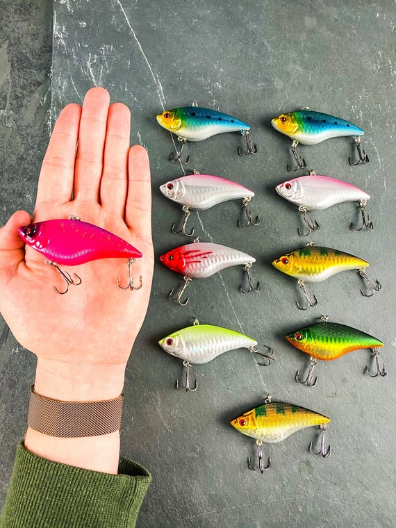 Lipless Shimmer Rattling Diving Minnow Crankbait Lures 10pcs