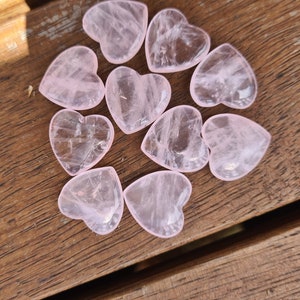 Wholesale Rose quartz charged crystal small heart hearth self love pocket item 20mm energy connect witchy DIY jewellery jewelry 1x 5x 10x