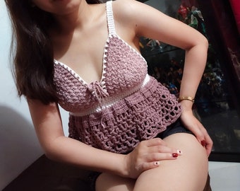 Elise Peplum Top Crochet Written Pattern - PDF ONLY