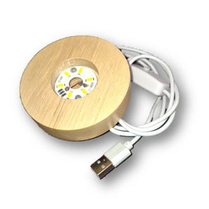 LED Leucht Sockel, warmes Licht mit USB Stecker, runde Form, 6 LED-Dioden, N8