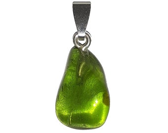 Peridot/ Olivin Anhänger mit Silberschlaufe, grüner Edelstein Kettenanhänger