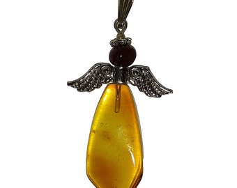 Amber Angel Pendant, Beautiful delicate amber pendant with movable eyelet, E205