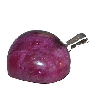 Rubin Herz Anhänger, Echter roter Rubin mit Zoisit Herzanhänger mit Silber-Schlaufe, Edelsteinherz Rubin-Zoisit Ketten-Anhänger,  Steinherz